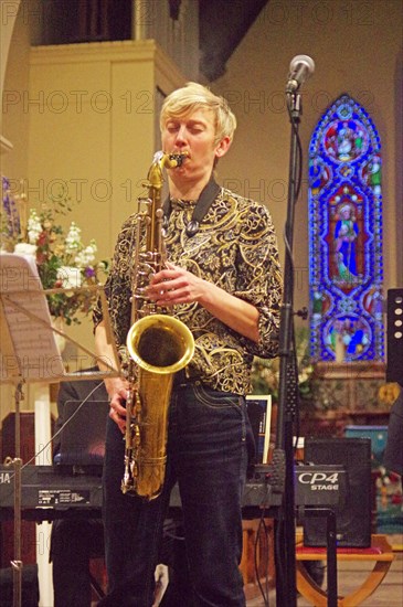 Josephine Davies Mark Bassey Sextet, St Andrews Church, Hove, East Sussex, 14 Oct 2022. Creator: Brian O'Connor.