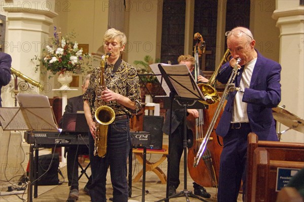 Josephine Davies Mark Bassey Sextet, St Andrews Church, Hove, East Sussex, 14 Oct 2022. Creator: Brian O'Connor.