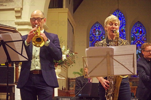 Josephine Davies Mark Bassey Sextet, St Andrews Church, Hove, East Sussex, 14 Oct 2022. Creator: Brian O'Connor.