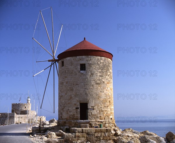 Mandraki Harbour, Rhodes, Greece, 2019. Creator: Ethel Davies.