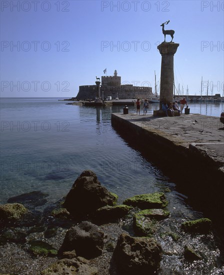 Mandraki Harbour, Rhodes, Greece, 2019. Creator: Ethel Davies.