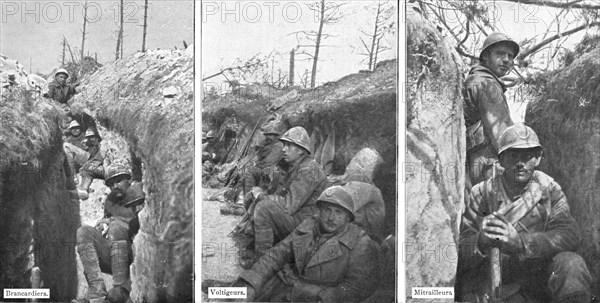 'Sur le massif de Moronvilliers; Dans les tranchees de depart, sur les pentes Sud du..., 1917. Creator: Unknown.