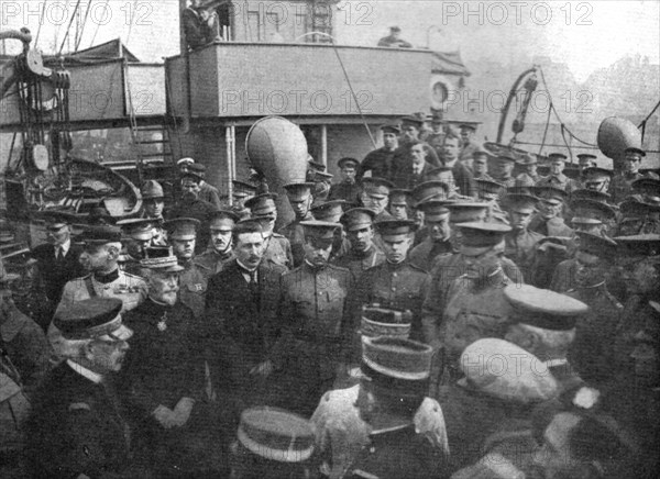 'L'Arrivee du General Pershing; Les receptions officielles a bord de l'Invicta', 1917. Creator: Unknown.