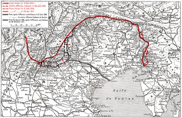 'Le Champ de Bataille de L'Italie; mouvement des operations Italiennes jusqu'a la fin..., 1917. Creator: Unknown.