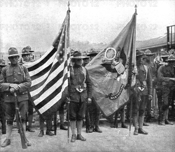 'L'Installation en France de L'Avant-Garde Americaine; Les deux drapeaux du 16th..., 1917. Creator: Jean Clair-Guyot.