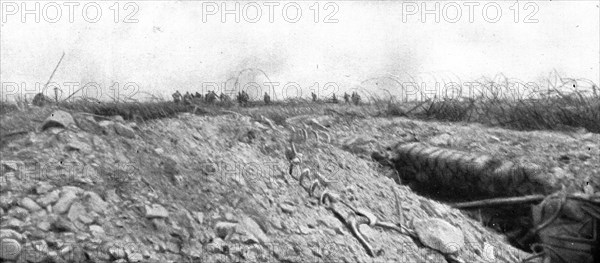 How to make a surprise attack; Crossing our network of razor wires.., 1917. Creator: Unknown.