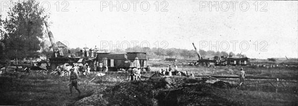 The Battle of La Malmaison; One of the high-powered heavy artillery batteries.., 1917. Creator: Unknown.