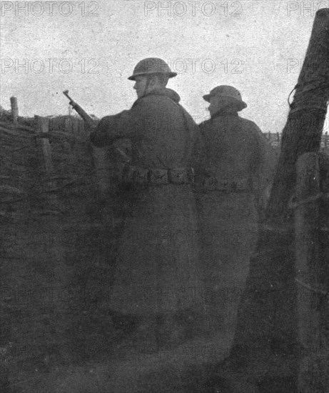 Hours of Victory; A trench held by Americans: first watch, on the evening of October 27..., 1917. Creator: Unknown.