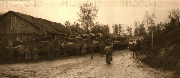 The tanks reassemble after battle, 1917 Creator: Unknown.