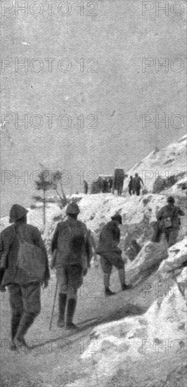 French success on the Italian front; A road in the mountains, 1917. Creator: Unknown.