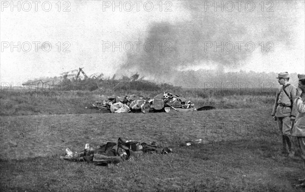 German Air Disaster; The navy zeppelin "L-44", shot down at Saint-Clement..., 1917. Creator: Unknown.