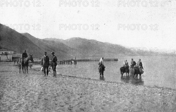 On the Eastern Front; September 10: a reconnaissance of French cavalry watering..., 1917. Creator: Unknown.