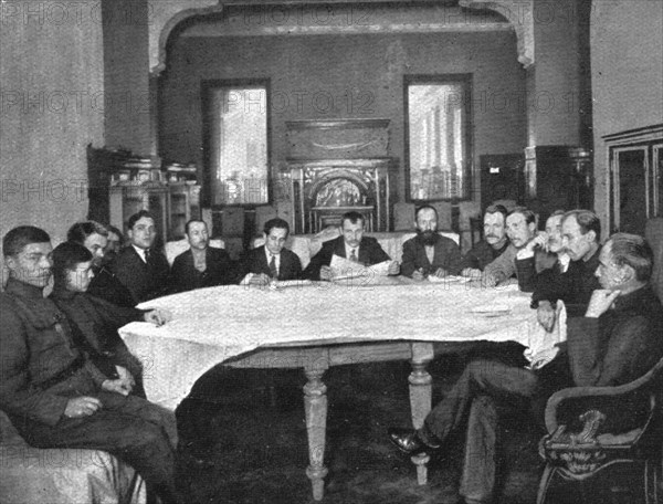 In Soviet Russia; A revolutionary tribunal made up of members of the soviet party,..., 1917. Creator: Unknown.