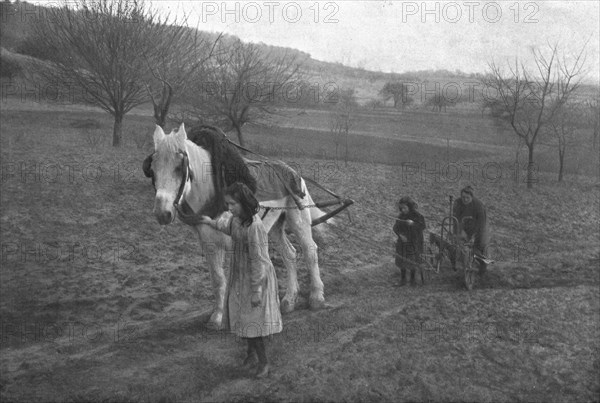In the French countryside; While father is away fighting!, 1917. Creator: Unknown.