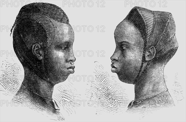 ''Coiffures of Bambara Women; Journey from the Senegal to the Niger', 1875. Creator: Unknown.