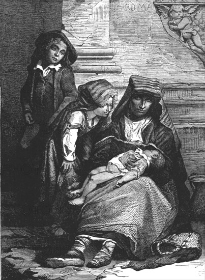 'Family of Beggars; Rome and United Italy',1875. Creator: Unknown.