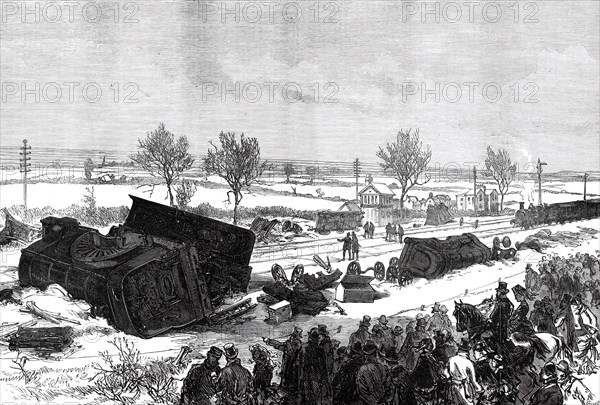 The Railway Accident at Abbotts Ripton, Huntingdon: general view of the scene of the accident, 1876. Creator: Crane.