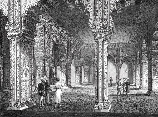 The Royal Visit to India: Interior of the Dewan-I-Khas, in the Palace at Delhi, 1876. Creator: Unknown.