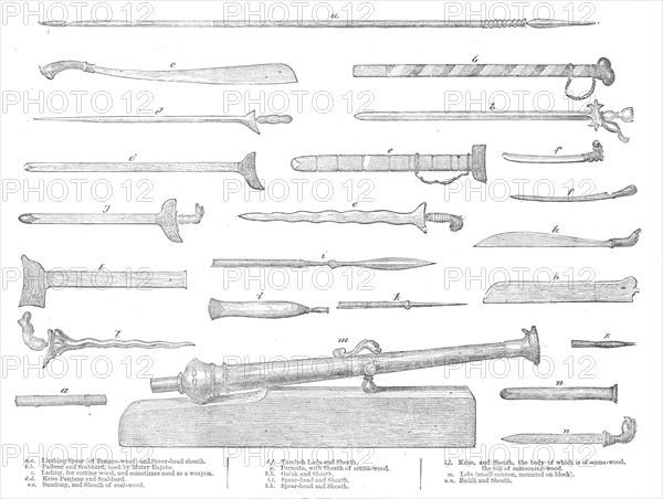 Weapons used by the Malays of Perak, 1876. Creator: Unknown.