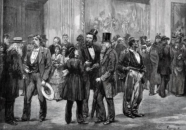American Sketches: scene in the Rotunda, Washington, 1876. Creator: Felix Elie Regamey.