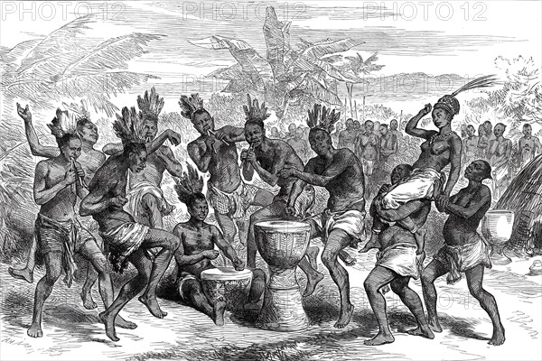 Lieutenant Cameron's Sketches in Central Africa: Wedding Dance at Kibaiyeli, 1876. Creator: Unknown.