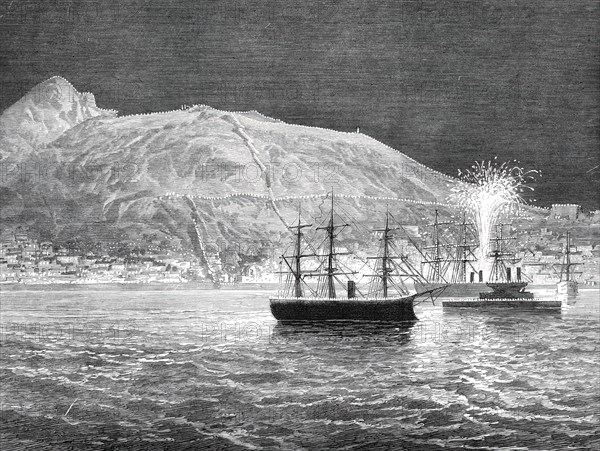 Illumination of Gibraltar in honour of the Prince of Wales...1876. Creator: Unknown.