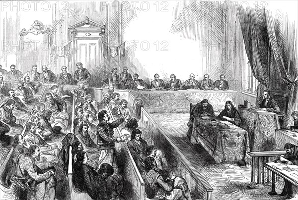 Sitting of the Skouptschina, or Parliament of Servia, 1876. Creator: Unknown.