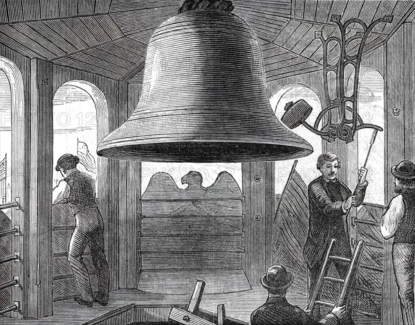 Philadelphia Sketches: in the Belfry, Independence Hall, by one of our special artists, 1876. Creator: Unknown.