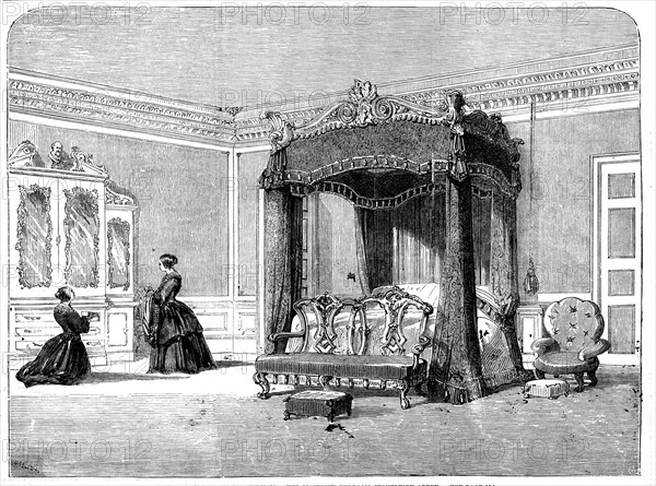 The Queen's Visit to Birmingham - Her Majesty's Bedroom, Stoneleigh Abbey, 1858. Creator: Unknown.
