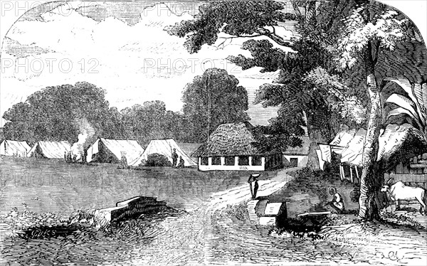 Sketches of Native Life in India - Sepoy Encampment at Barrackpore, 1858. Creator: Unknown.