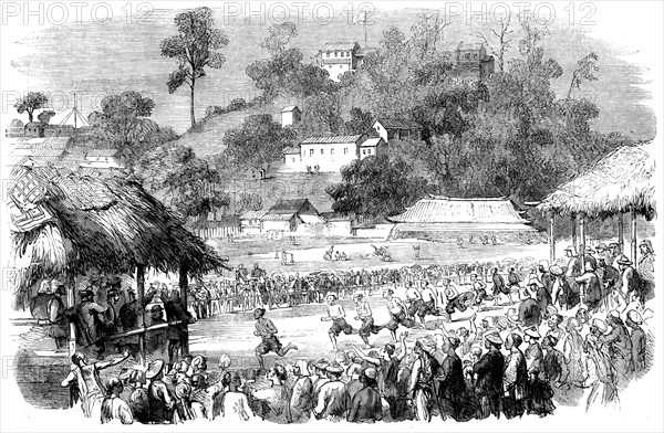 Foot-race at Canton by Coolies of the Military Train - sketched by our special artist and..., 1858. Creator: Unknown.