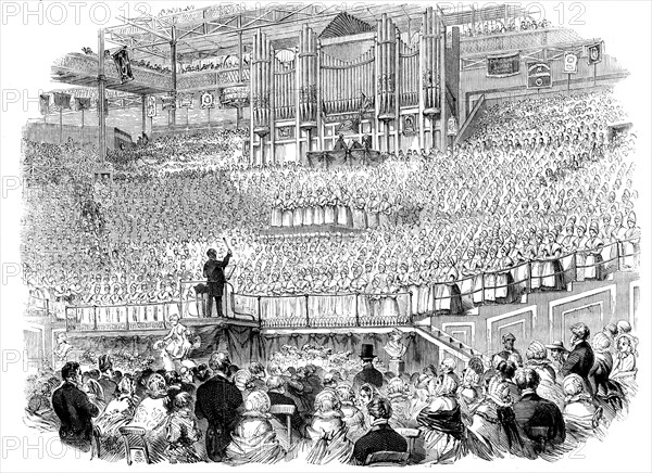 Meeting of Charity Schoolchildren at the Crystal Palace, 1858. Creator: Unknown.