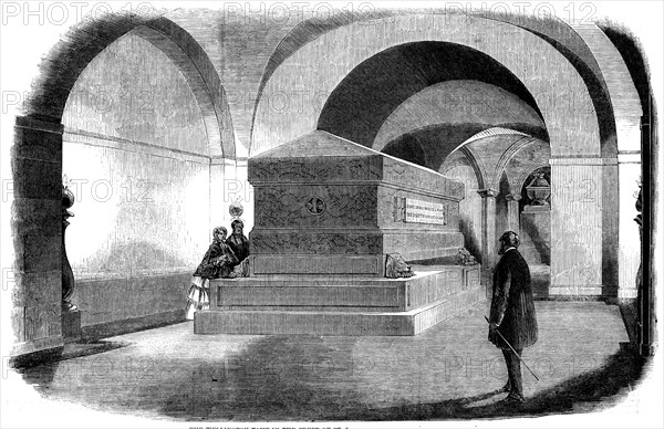 The Wellington Tomb in the Crypt of St. Paul's Cathedral, 1858. Creator: Unknown.