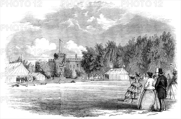 Meeting of the Worcestershire Archery Society in the Grounds of Lea Castle, Wolverley..., 1858. Creator: Unknown.