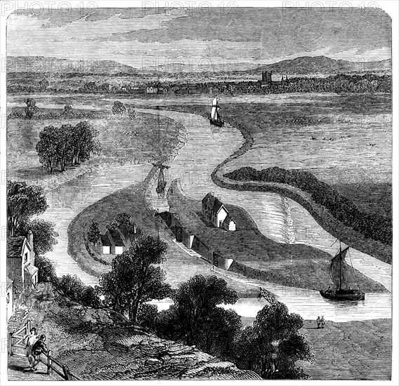 A New Channel at Upton-on-Severn, opened August 10, 1858. Creator: Unknown.