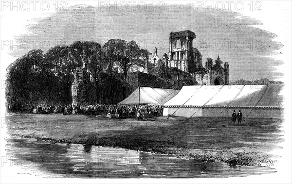 Meeting of the British Association at Leeds - the Horticultural Fete at Kirkstall Abbey, 1858. Creator: Unknown.