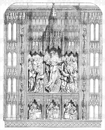 The Reredos in the Cloister of Sherborne Minster, 1858. Creator: Unknown.