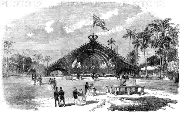 Inauguration of the Ceylon Railway: East End of the Banquet Bungalow, 1858. Creator: Unknown.