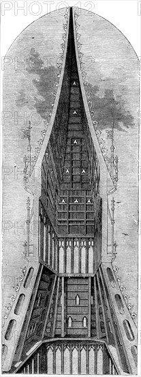 Sectional View of the Clock Tower, 1858. Creator: Unknown.