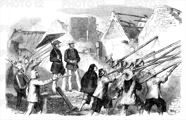 Sketches at Canton - Demolishing Houses, 1858. Creator: Unknown.