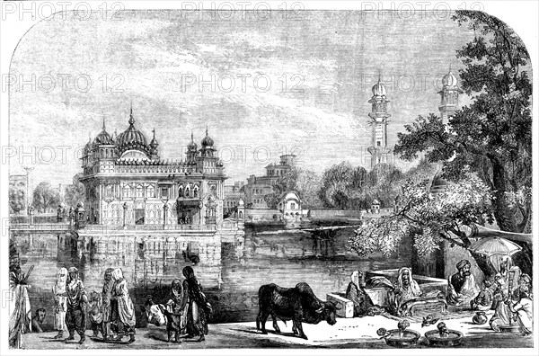 A Sikh Temple in Umritzir - from a drawing by W. Carpenter, Jun., 1858. Creator: Unknown.