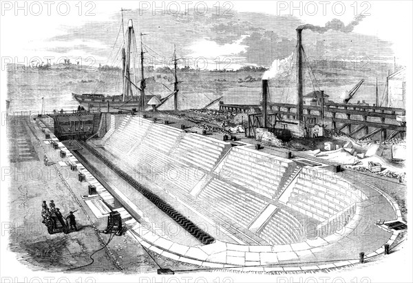 Dock No. 2 at Chatham Yard, recently opened, 1858. Creator: Smyth.