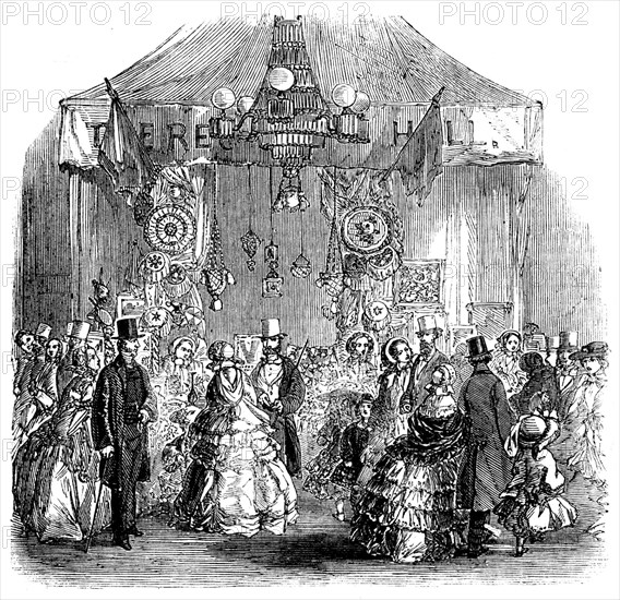 Fancy Bazaar recently held in the Townhall, Hadleigh, Suffolk, in aid of the Restoration..., 1858. Creator: Unknown.
