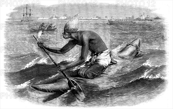 Sketches in India - the Catamaran Postman, 1858. Creator: Unknown.