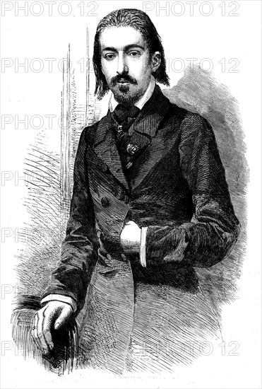Henri Wieniawski, the Celebrated Violinist at Jullien's Concerts - from a photograph by Mayall, 1858 Creator: Unknown.