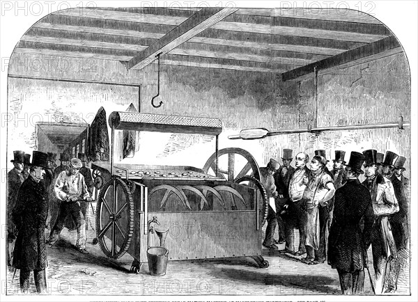 Experiments made with Stevens's Bread-making Machine at Marylebone Workhouse, 1858. Creator: Unknown.