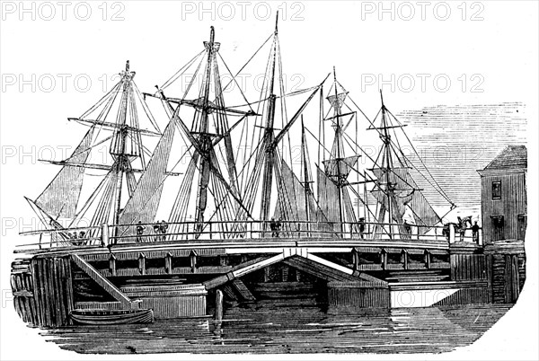 The South Australian Company's Swing-Bridge at Port Adelaide, 1858. Creator: Unknown.