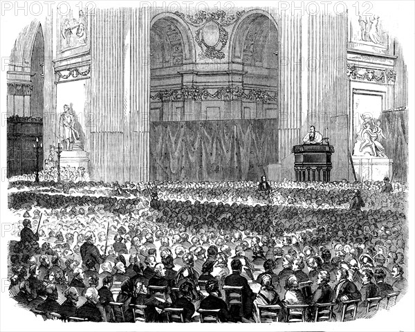 The First Evening Service at St. Paul's Cathedral, on Advent Sunday, 1858. Creator: Unknown.