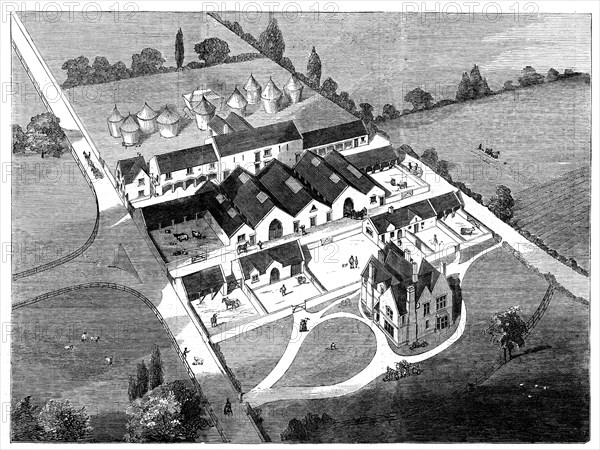 Farmhouse and steading for a Farm in Oxfordshire, belonging to the Duke of Marlborough, 1858. Creator: Unknown.