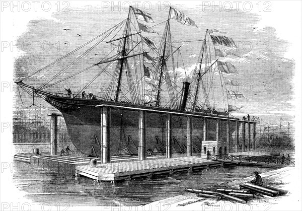 New Hydraulic Lift at the Victoria Docks, 1858. Creator: Walmsley.